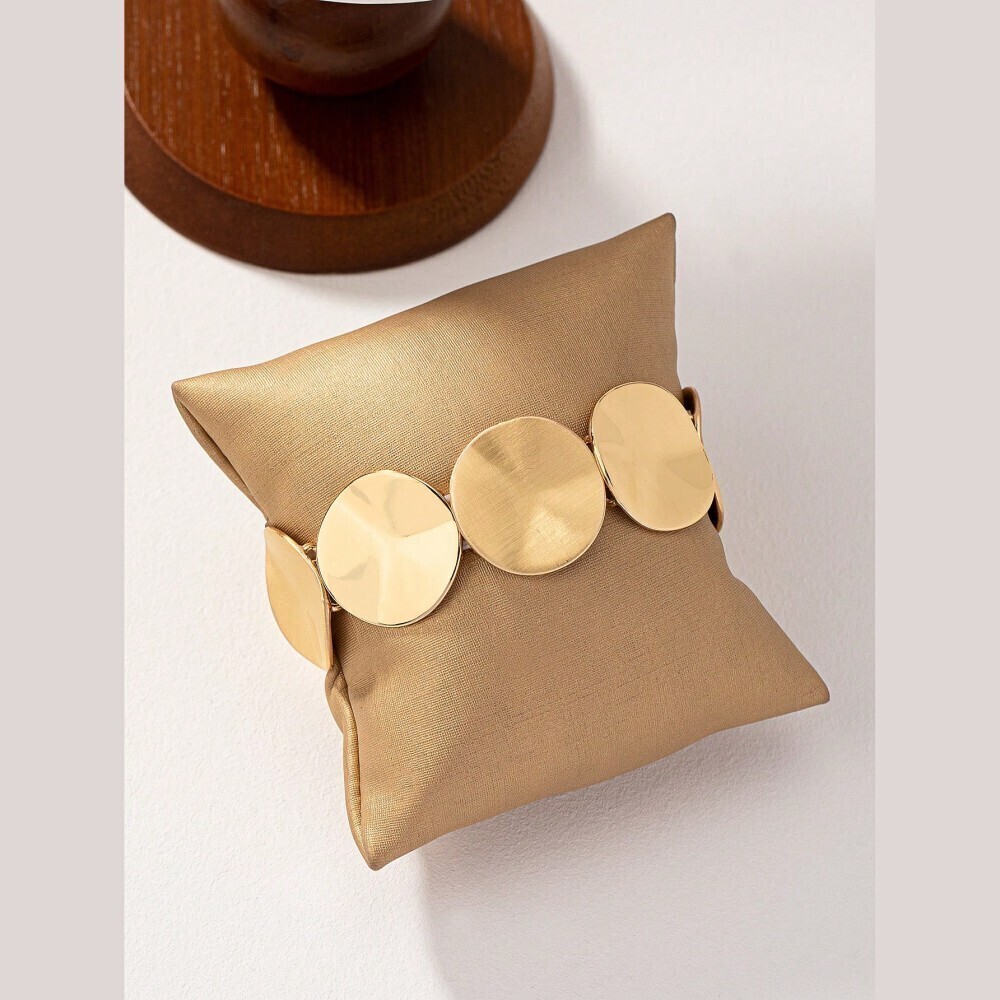 Gold Disc Link Chunky Statement Bracelet